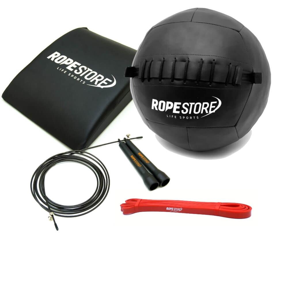 Kit Home Training 4 Itens Wall Ball, Speed Rope, Abmat, Super Band