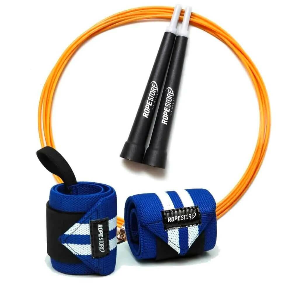Kit Munhequeira Azul x Branco  + Speed Rope Rope Store